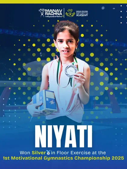 Celebrating our young gymnast Niyati, who won a Silver medal in Floor Exercise at the 1st Motivational Gymnastics Championship. Her grace and dedication are an inspiration.