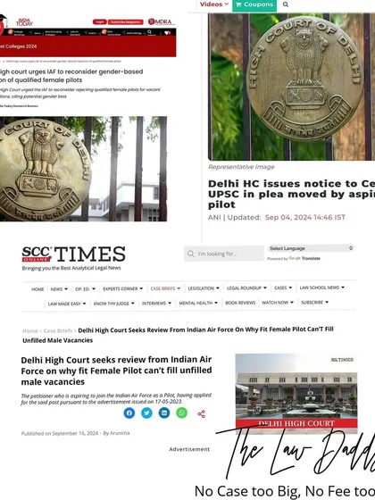 The extensive media coverage of the Indian Air Force case underscores its national importance. I am grateful that news outlets like ANI and SCC Times highlighted this crucial step toward breaking gender barriers in our armed forces.