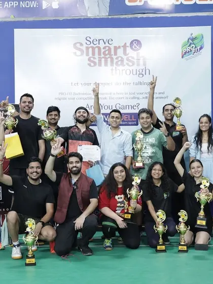 This is what success looks like. A court full of professionals from Pernod Ricard India, celebrating a day of intense competition and team-building. We organize events where everyone, from beginner to experienced player, leaves with a smile and a trophy.