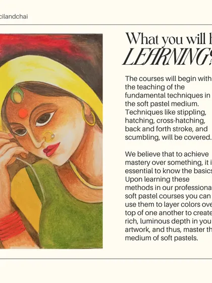 Our soft pastel courses cover fundamental techniques like stippling, hatching, and layering to help you create rich, luminous depth in your artwork, like in this traditional portrait.