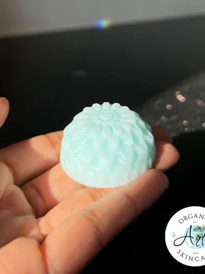 This calming, pastel blue soap was part of a bulk order for a baby shower. I can create custom colors and scents to perfectly match the theme of your event, ensuring your return gifts are one-of-a-kind.