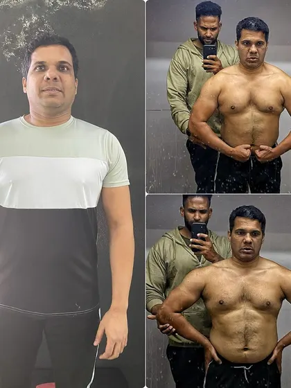 This client is proof that consistency pays off. The photos show a clear transition to a more muscular and defined physique, a result of our personal training program.