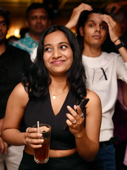 A candid moment of enjoyment. The music speaks for itself.