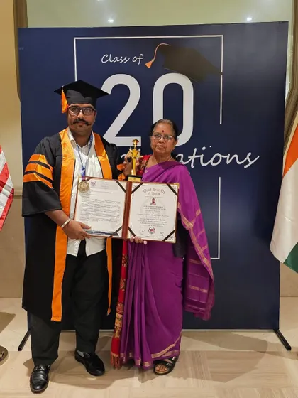Another photo from the conferment ceremony in New Delhi, holding the honorary PhD and award. I am grateful for this recognition of my work in understanding and improving the lives of dogs.