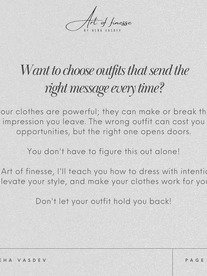 Your clothes are powerful. The right outfit can open doors, while the wrong one can close them. I teach you how to dress with intention so your clothes always work for you.