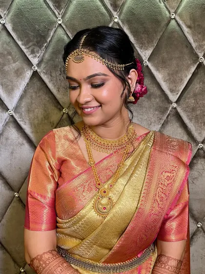 A close-up of the bride, looking serene and beautiful.