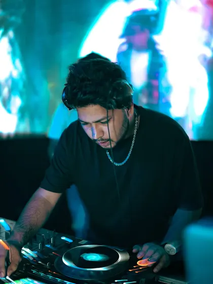 A focused shot of me at the decks at Vagalume, Goa. The vibe here is always unique.