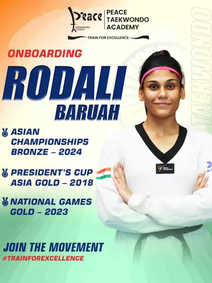 We are proud to have Rodali Baruah as part of our academy. A trailblazer in Indian Taekwondo, her historic medals and fighting spirit inspire everyone to aim higher.