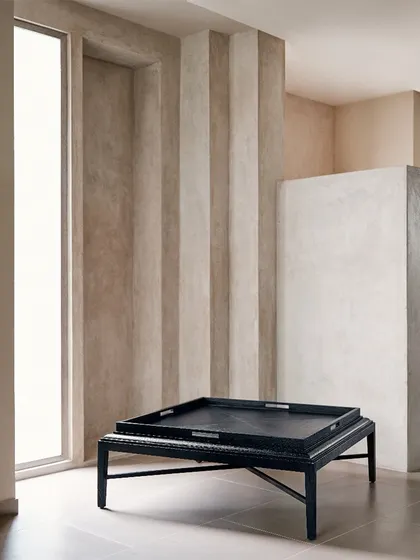 The geometrical folds in the wall are translated into creating unique setups for the display of furniture, adding depth and architectural interest to the retail space.
