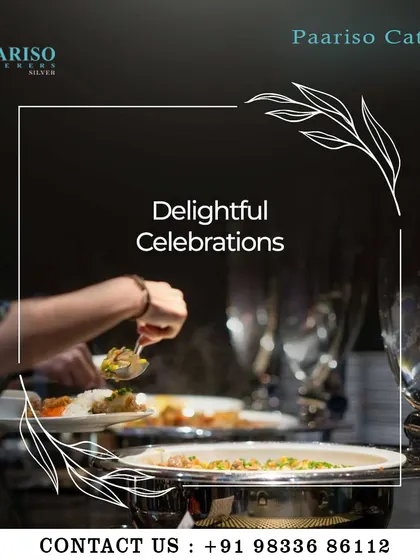 We focus on creating delightful celebrations through food. Here, a guest is being served at one of our events, highlighting the seamless service we provide alongside our culinary offerings.