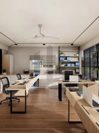 I believe a workspace should inspire clarity and focus. For this law firm, I designed an open-plan office using Noir Oak and matte black accents. The layout encourages quiet collaboration while large windows flood the space with natural light, creating an atmosphere that is both powerful and calm.
