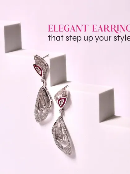 Elegant earrings that step up your style. These geometric, sparkling dangles are a perfect example of modern sophistication.