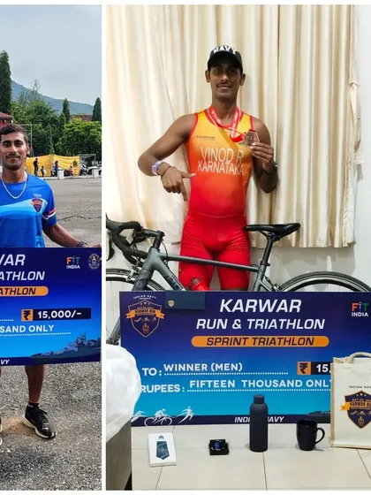 Our assistant coach Vinod leads by example, winning the Karwar Run & Triathlon. His victory is an inspiration to the athletes he trains.
