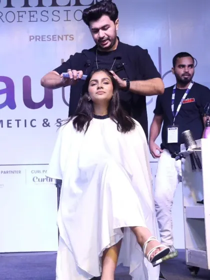 Another angle from my live haircutting demonstration at the Beautech Expo.