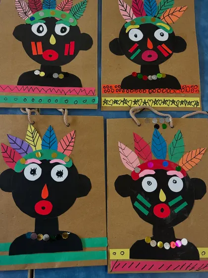 Each collage is a unique piece of art. The students did a fantastic job with the composition and colours.