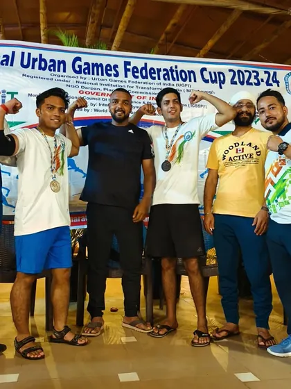 Our team celebrating at the Goa national championship. We train hard, and we celebrate our victories together.