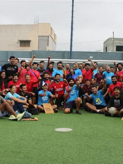 A throwback to a fun and sweaty Devils Circuit bootcamp. We gather on the turf to work on agility, strength, and conditioning, all with a healthy dose of high fives.