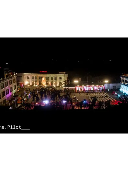 Capturing the entire layout of a wedding venue, Milan Palace in Mirzapur. An aerial shot like this is perfect for showing the scale and beauty of a location for any event.
