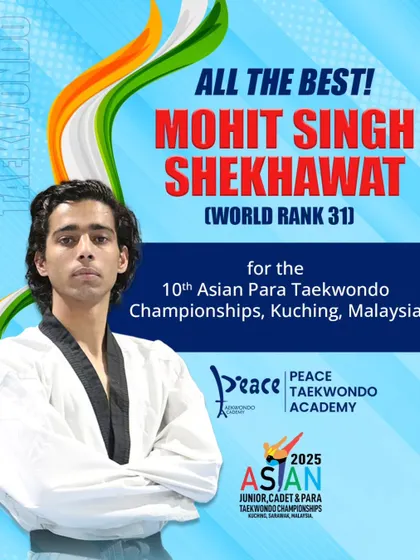 We are incredibly proud to cheer on Mohit Singh Shekhawat, World Rank 31, as he represents India at the 10th Asian Para Taekwondo Championships in Malaysia. His journey is one of true fighting spirit.