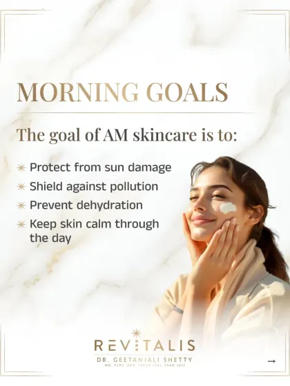 Your morning skincare routine has one primary goal: defense. It should focus on protecting your skin from sun damage and pollution, preventing dehydration, and keeping it calm throughout the day.