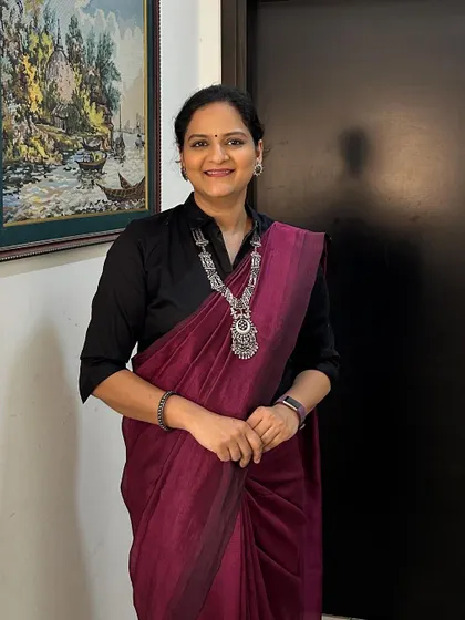 A full-length view of my draped look. A well-draped saree gives you confidence and makes you feel beautiful.