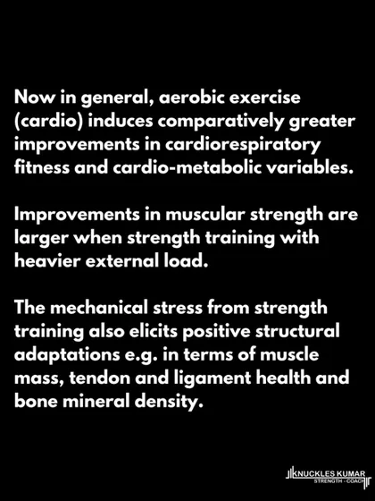 Aerobic exercise generally produces greater improvements in cardiorespiratory fitness, while strength training with heavy loads is superior for muscular strength and structural adaptations like bone density.