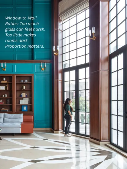 The window-to-wall ratio is critical. Too much glass can feel harsh, while too little can make a room dark. Getting the proportion right ensures a space is filled with gentle, natural light.