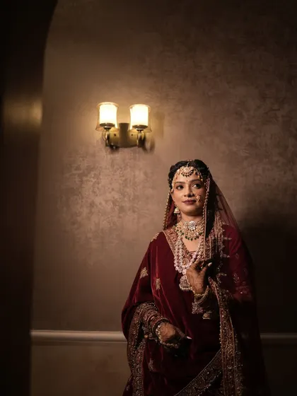 Another angle of this stunning royal bride. The focus was on creating a flawless complexion and highlighting her eyes to match the grandeur of her attire.