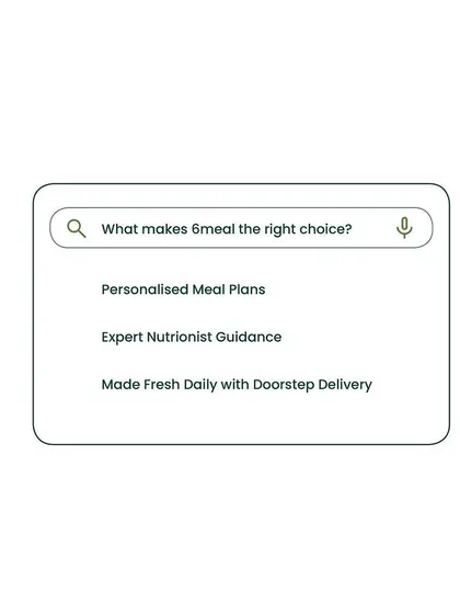 What makes 6meal the right choice? It's our combination of personalized meal plans, expert nutritionist guidance, and fresh daily delivery. We check all the boxes for a convenient and effective health solution.