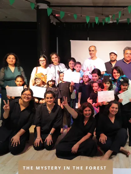 The cast and crew of "The Mystery in the Forest" pose with their certificates. A true team effort.