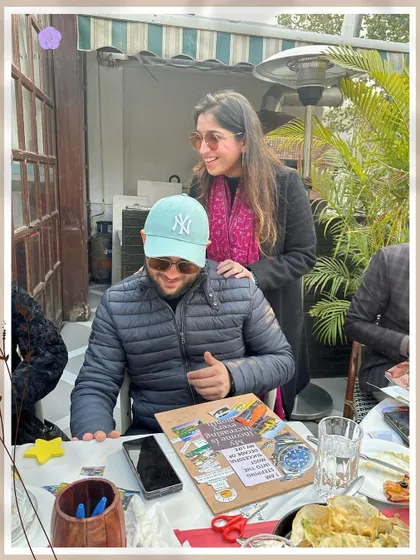 I love seeing participants fully engaged in the process of creating their vision boards. Here I am checking in and offering guidance. These workshops are about connecting with your inner desires and having fun while doing it.