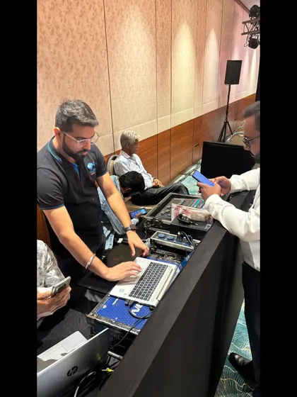 Our team at the console for the Akhil Bhartiya Shiksha Sangam. Managing a government event of this scale requires a high level of professionalism and precision.