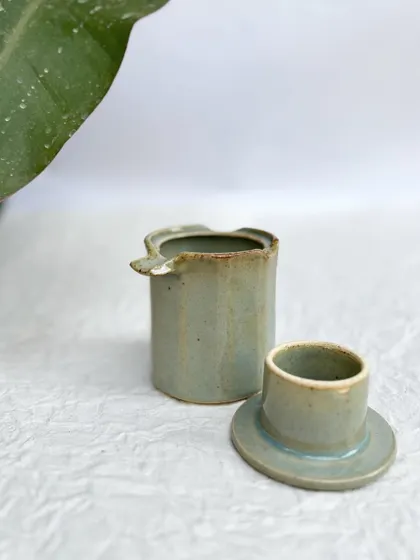The two parts of our Party Ashtray, ready for use. You can order this in any of our custom glazes.