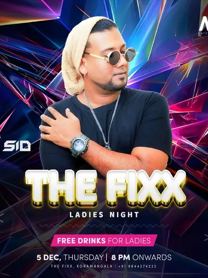 Poster for a Thursday Ladies Night, a weekly highlight in the Bangalore nightlife scene.