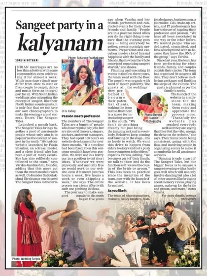 We are overjoyed to be featured in the New Indian Express. This recognition is a testament to our team's hard work and genuine passion for creating magical sangeet experiences.