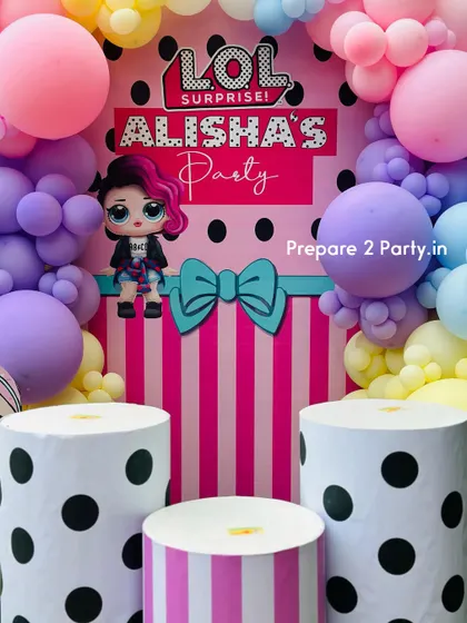 Dive into the world of LOL Surprise with these colorful and detailed setups. I use themed plinths, welcome signs, and lots of patterns to create a party that's full of surprises.
