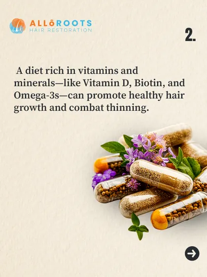 A diet rich in specific vitamins and minerals is fuel for your hair. Nutrients like Vitamin D, Biotin, and Omega-3s are scientifically proven to promote healthy hair growth and combat thinning from within.