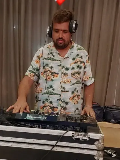 A full view of my DJ setup for a private wedding party. I use professional Pioneer DJ equipment to ensure the best sound quality.