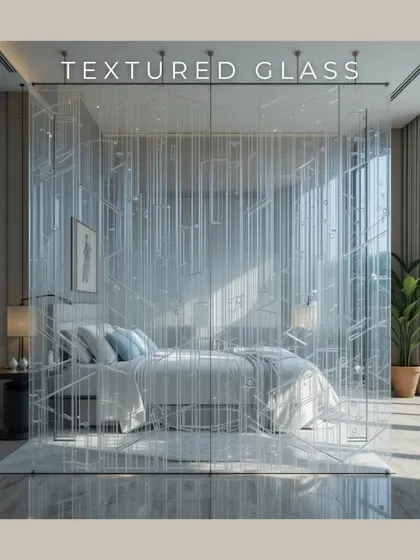 A textured glass partition is an excellent way to divide a room creatively. It allows light to flow through, maintaining a sense of openness, while the texture provides privacy and a modern, sophisticated touch.