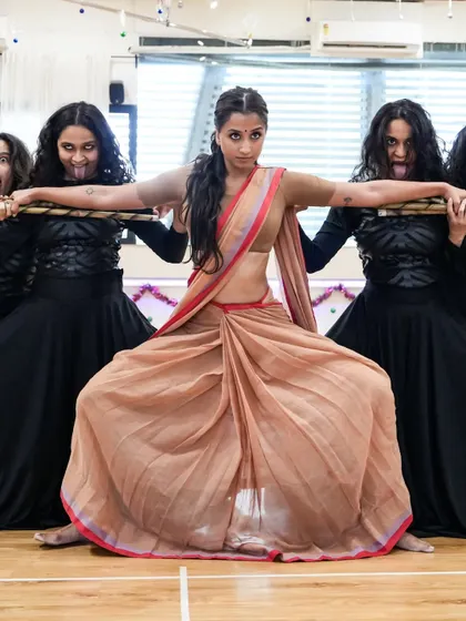 A fierce group pose from 'Sitayana' rehearsals. This is where we perfect the powerful formations and character dynamics for the show.