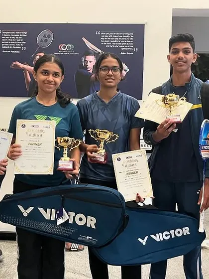 Our winners from the Ramco Cement PSB Open Junior Badminton Tournament. We are proud of every player who competed and brought home titles in four different categories.