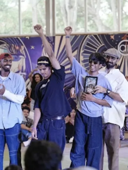 The winner and judges of the 1 vs 1 House battle at Spectra 2025.