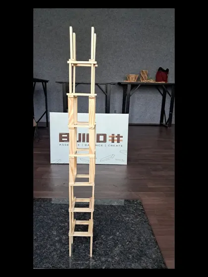 Another impressive tower, showcasing a different building technique. The open-square construction provides stability while using fewer blocks, demonstrating efficient design and resource management.