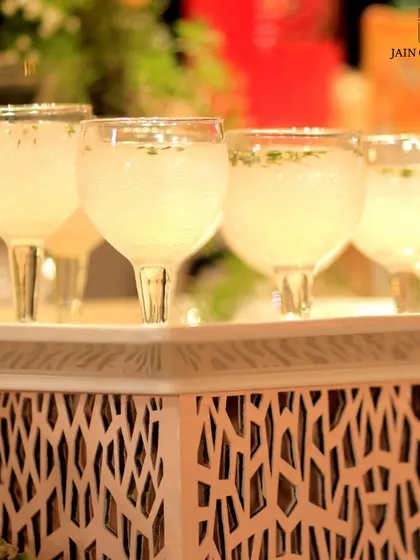Refreshing drinks, exquisite experiences. A close-up of our welcome drinks, served elegantly to greet your guests.