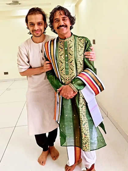 A cherished moment with my Guruji, Pt. Rajendra Gangani. His guidance has not only shaped me as an artist but also as a person. His presence is a constant source of inspiration and strength.