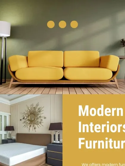 An advertisement for my modern interior and furniture services for residential and commercial spaces.