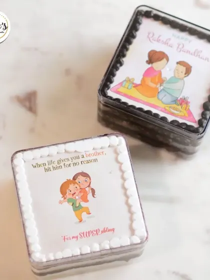 We also offer mini cakes for Rakshabandhan with cute, personalized messages. These bento cakes are a sweet way to celebrate the bond between siblings.