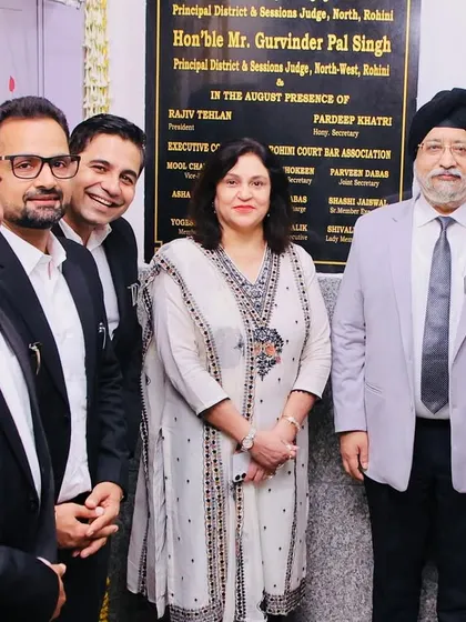 A group photo with Hon’ble Judges and the RCBA Executive Committee at the unveiling of the crèche plaque.