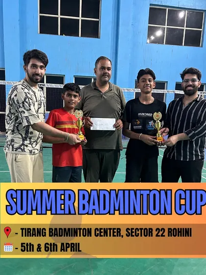A proud moment for these young doubles partners, winners at the Summer Badminton Cup. Teamwork and coordination were key to their victory.