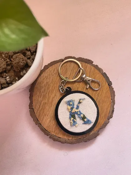 A hand-embroidered initial keychain with a floral 'K'. These make for such cute, personal, and affordable gifts.
